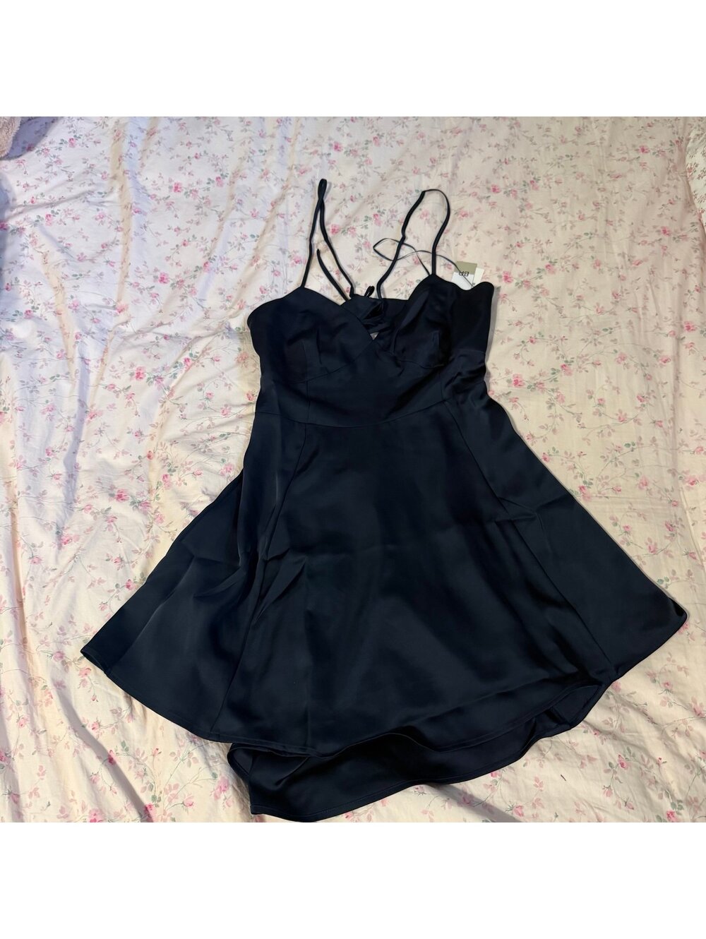 BP Lace-Up Satin Mini Dress